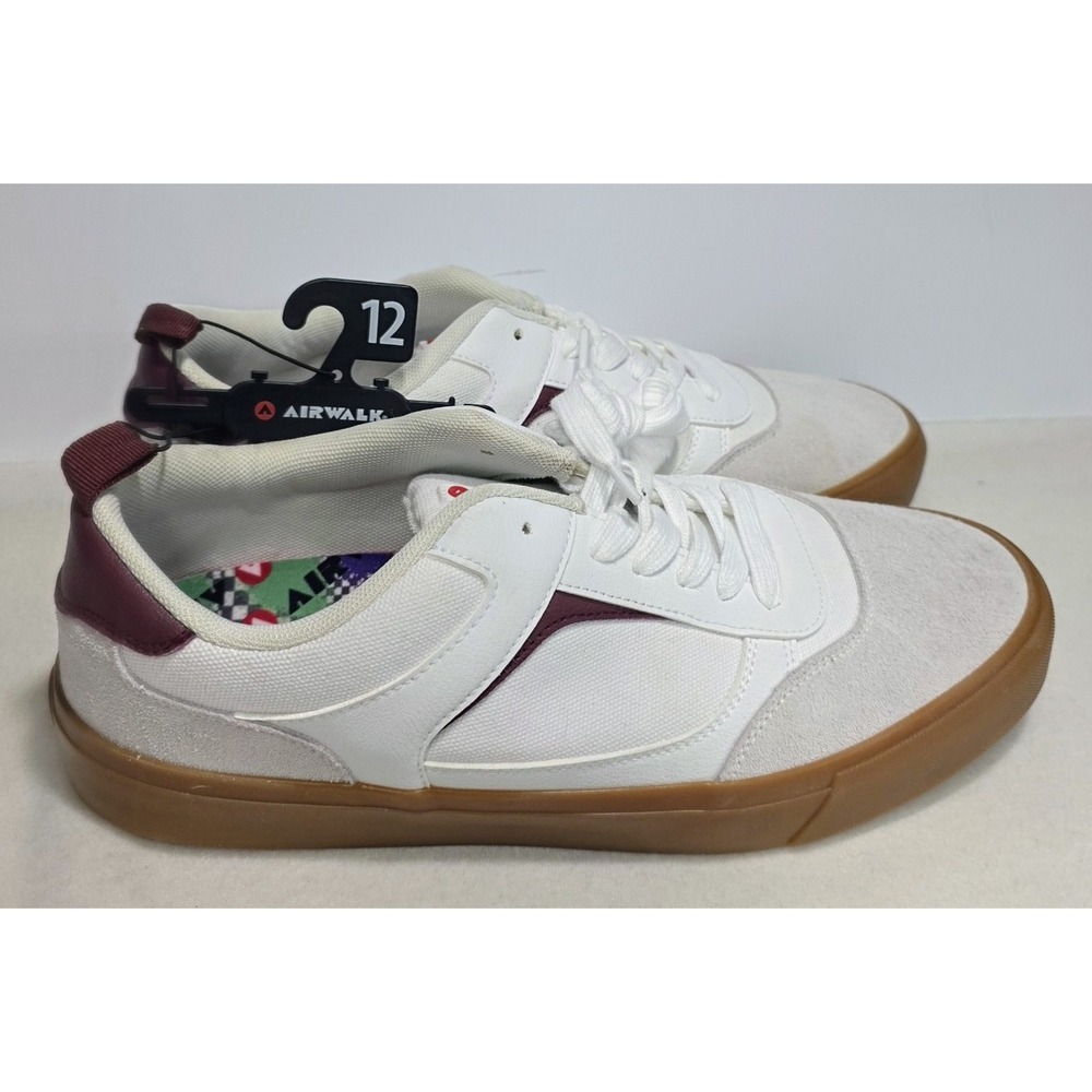 New Airwalk Huntington Mens White Maroon Leather Suede Sneakers Size 12 Lace Up‎